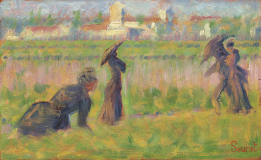 Figures in a Landscape by Georges Seurat (French, 1859 - 1891), 16X12"(A3)Poster Print