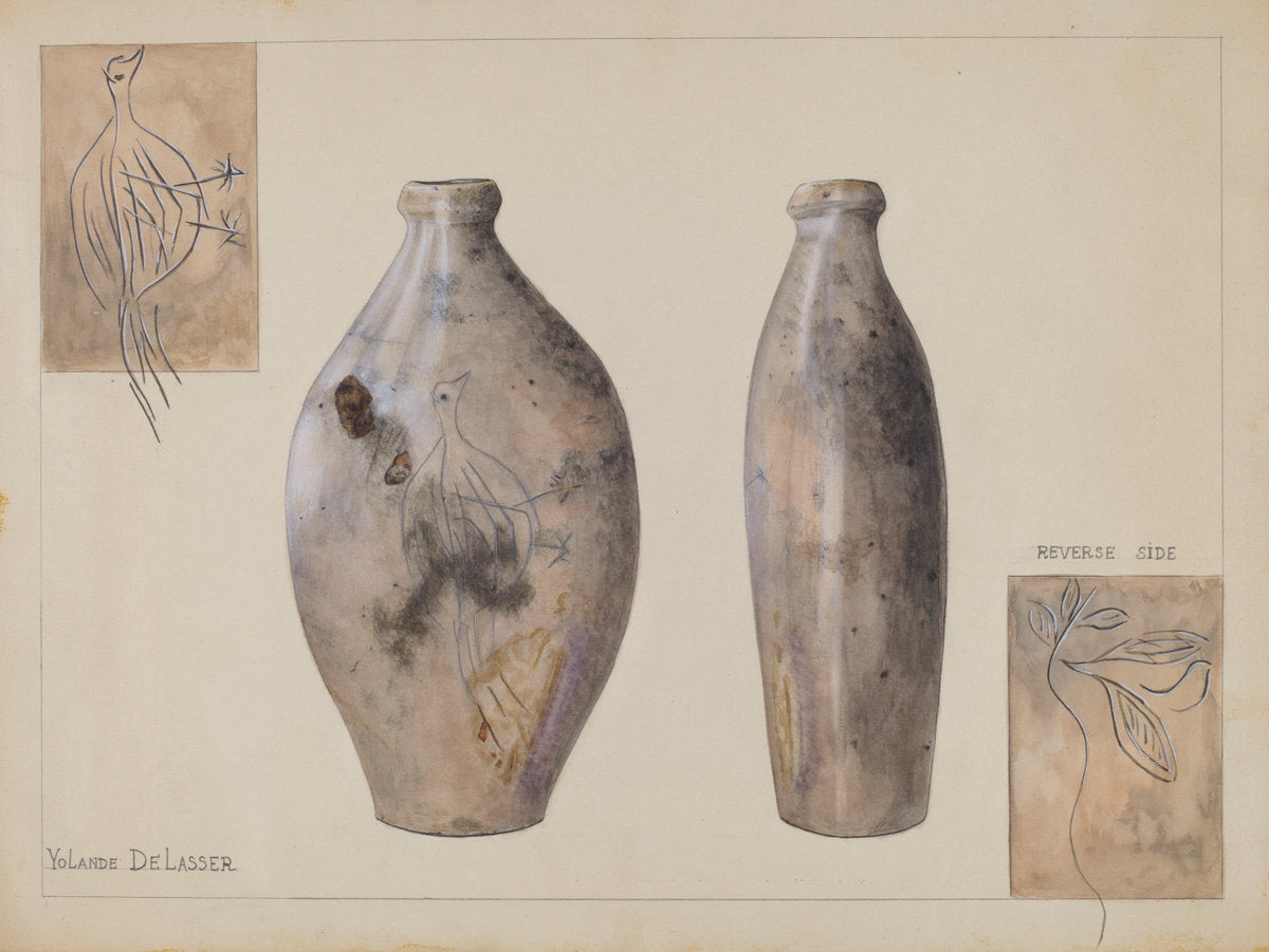 Flask by Yolande Delasser (American, active c. 1935), 16X12"(A3)Poster Print