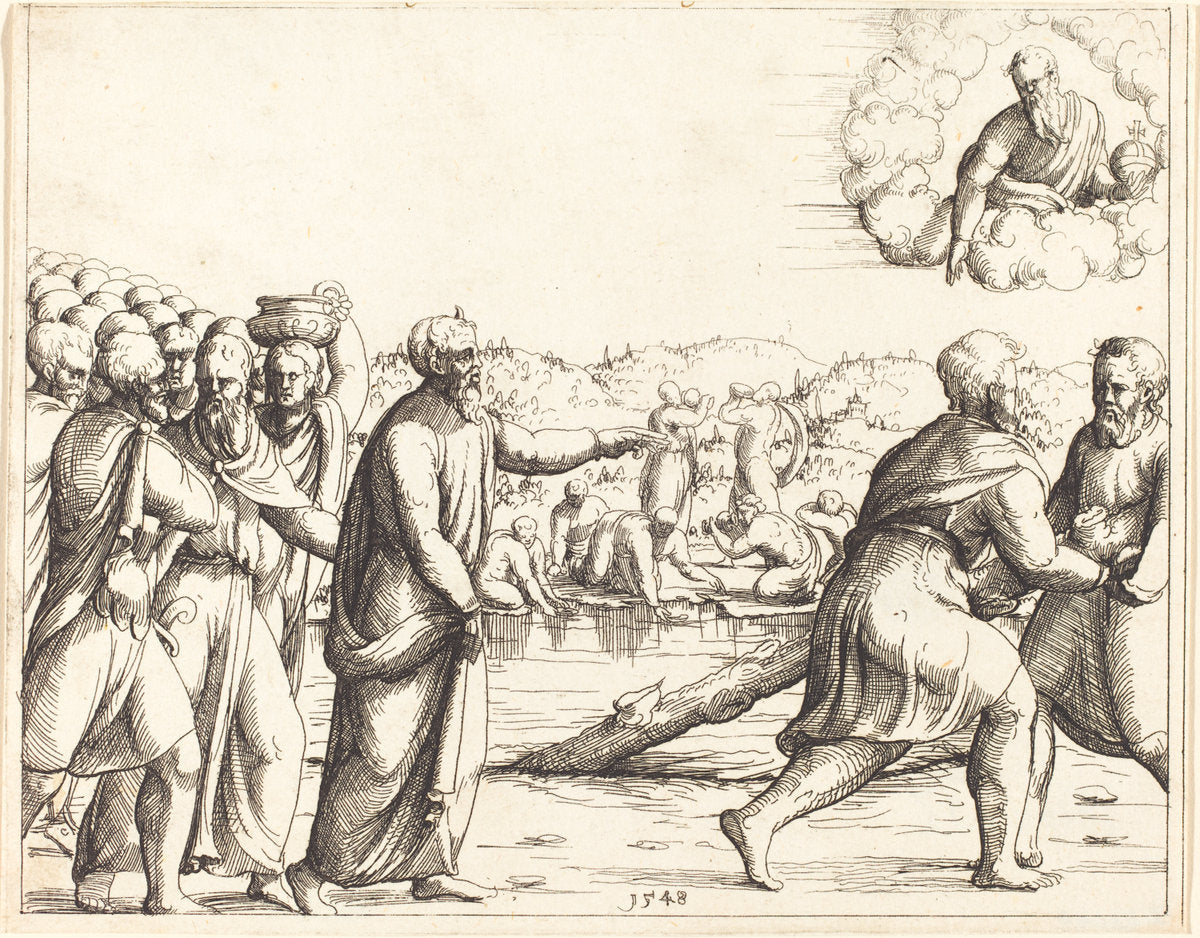 The Lord Sweetens the Waters of Marah by Augustin Hirschvogel (German, 1503 - 1553), 16X12"(A3)Poster Print