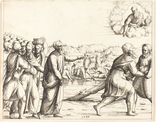 The Lord Sweetens the Waters of Marah by Augustin Hirschvogel (German, 1503 - 1553), 16X12"(A3)Poster Print