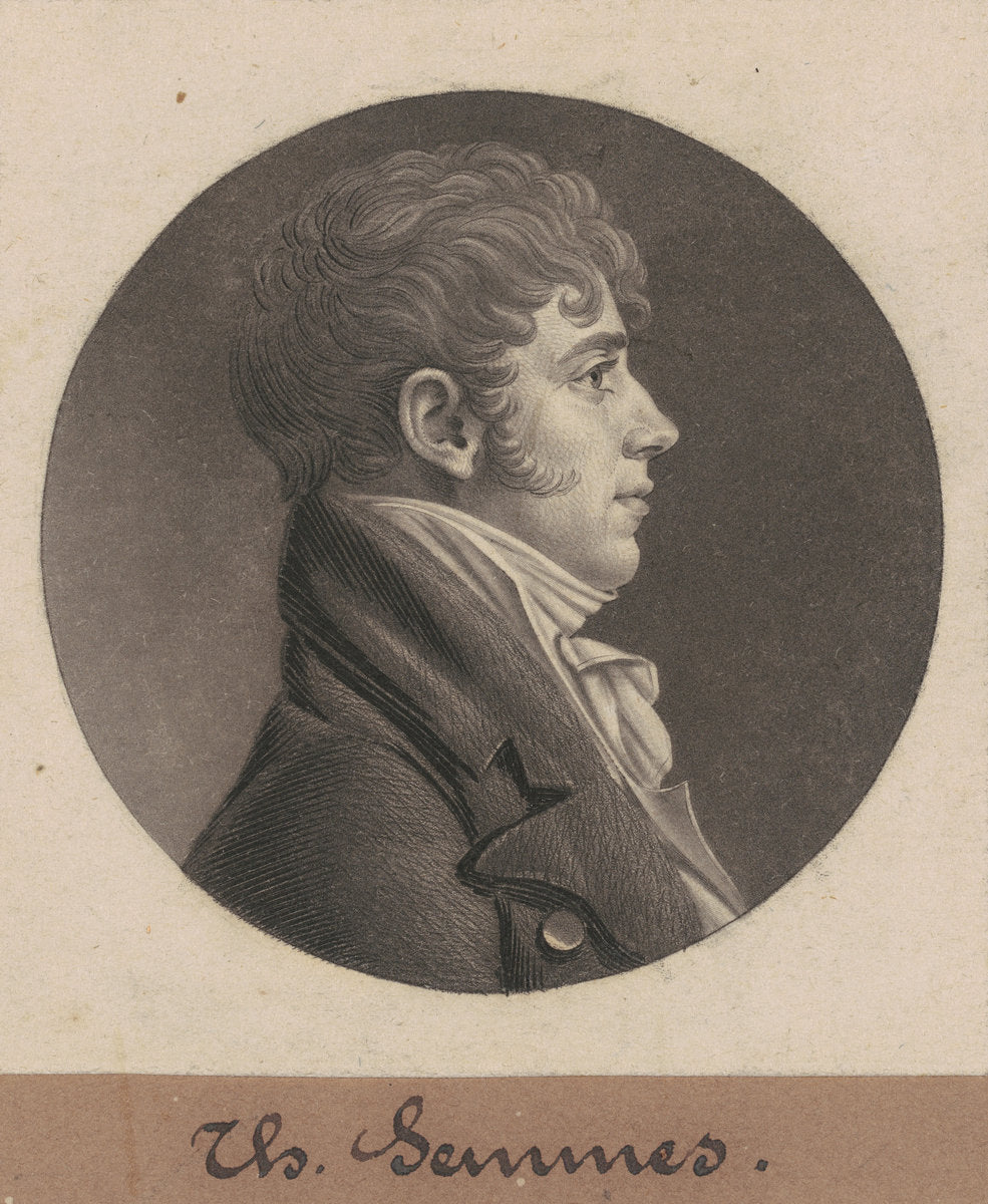 Thomas Semmes by Charles B. J. Févret de Saint-Mémin (French, 1770 - 1852), 16X12"(A3)Poster Print