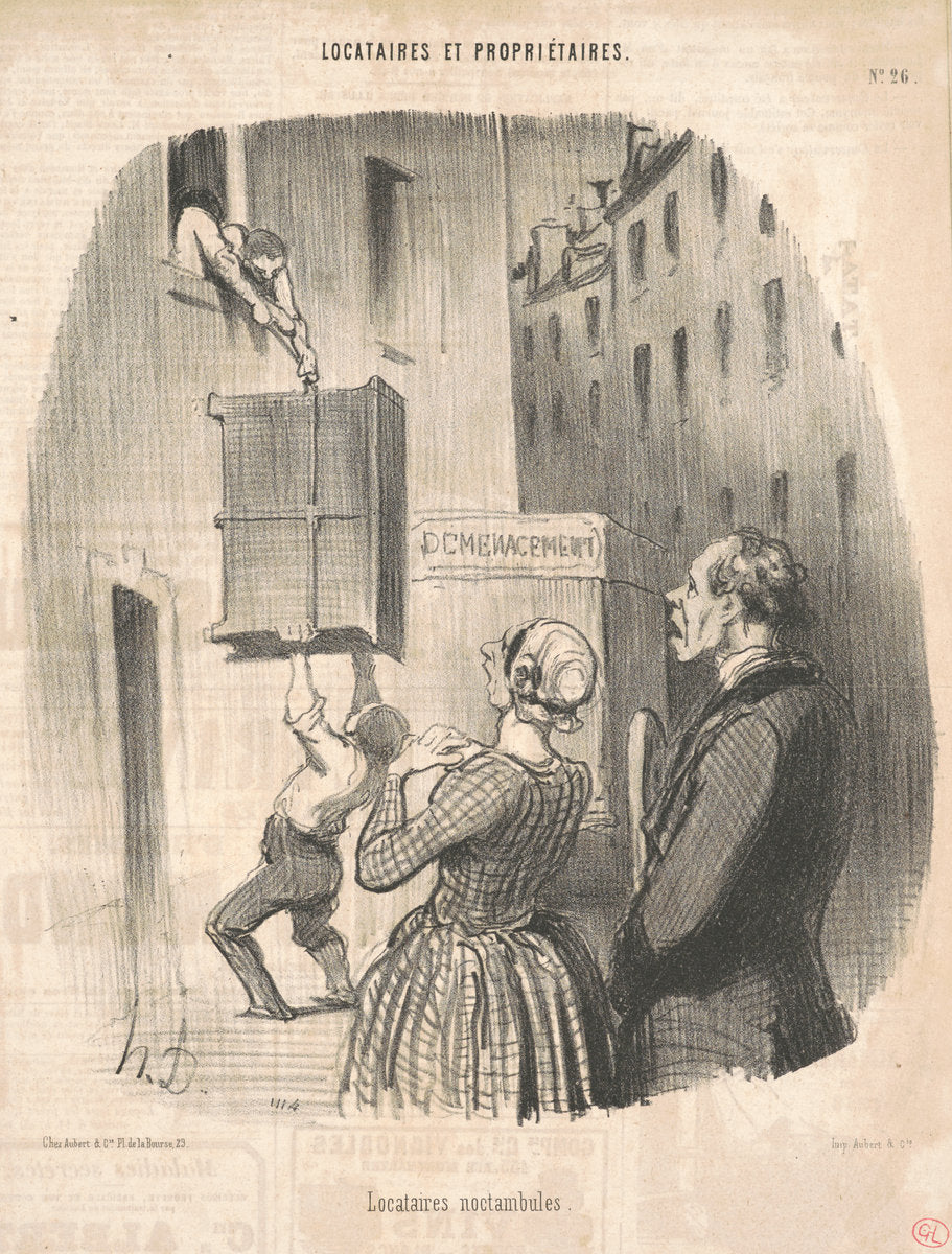 Locataires noctambules by Honoré Daumier (French, 1808 - 1879), 16X12"(A3)Poster Print