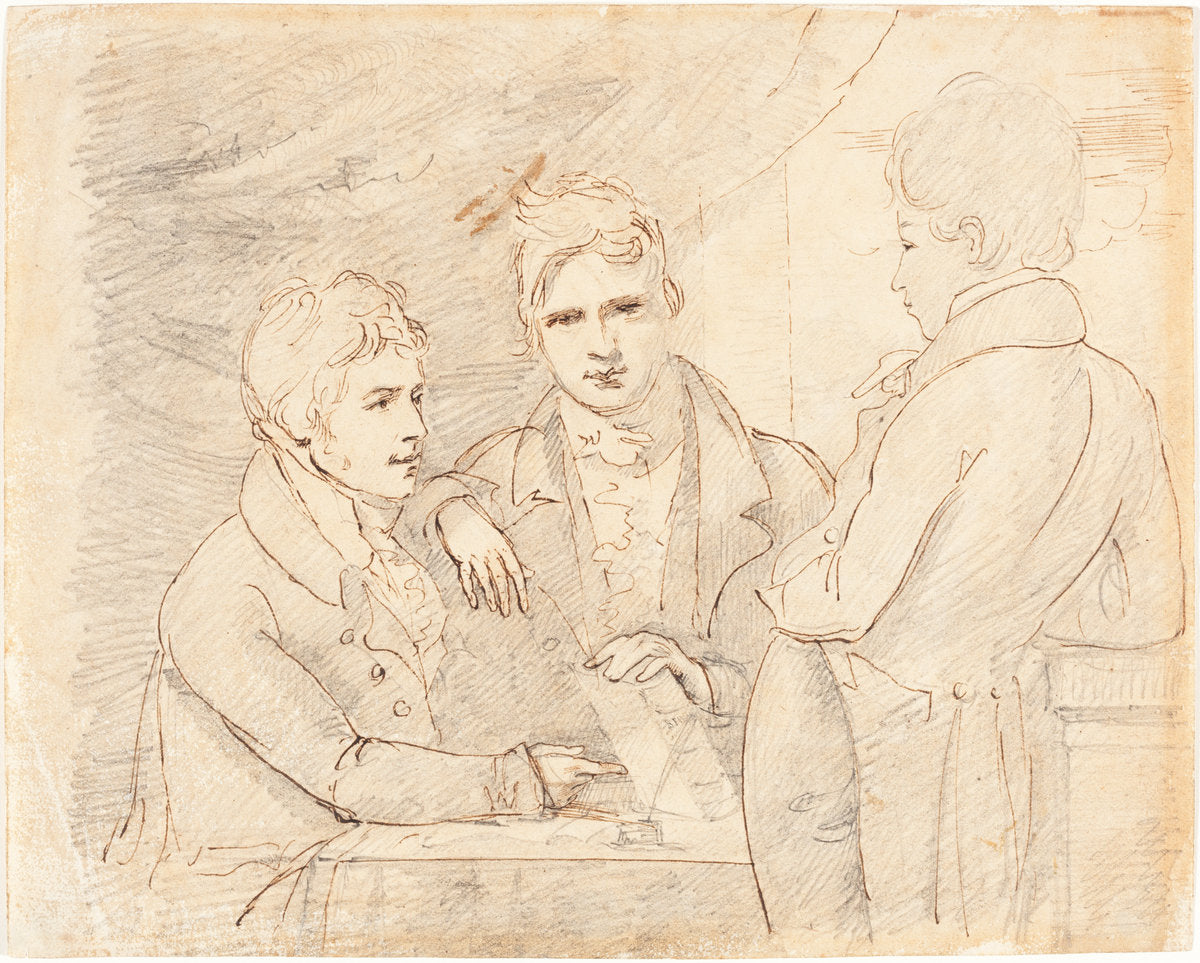 Young Gentlemen in Conversation by John Jackson (British, 1778 - 1831), 16X12"(A3)Poster Print