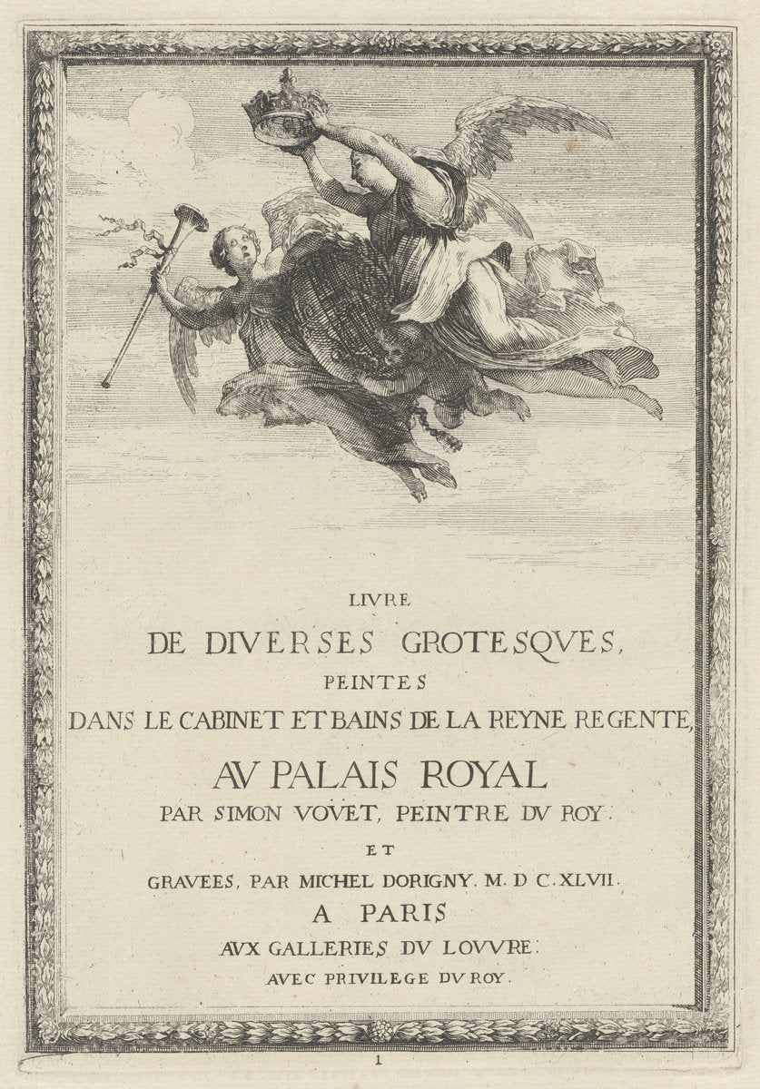 Title Page by Michel Dorigny, after Simon Vouet (French, 1617 - 1665), 16X12"(A3)Poster Print