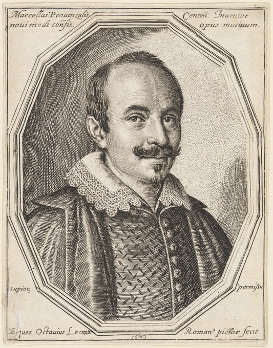 Marcello Provenzale by Ottavio Leoni (Roman, c. 1578 - 1630), 16X12"(A3)Poster Print