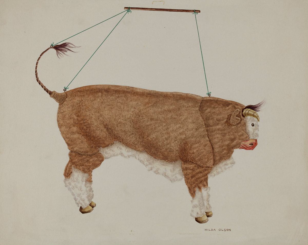 Puppet: Bull by Hilda Olson (American, active c. 1935), 16X12"(A3)Poster Print
