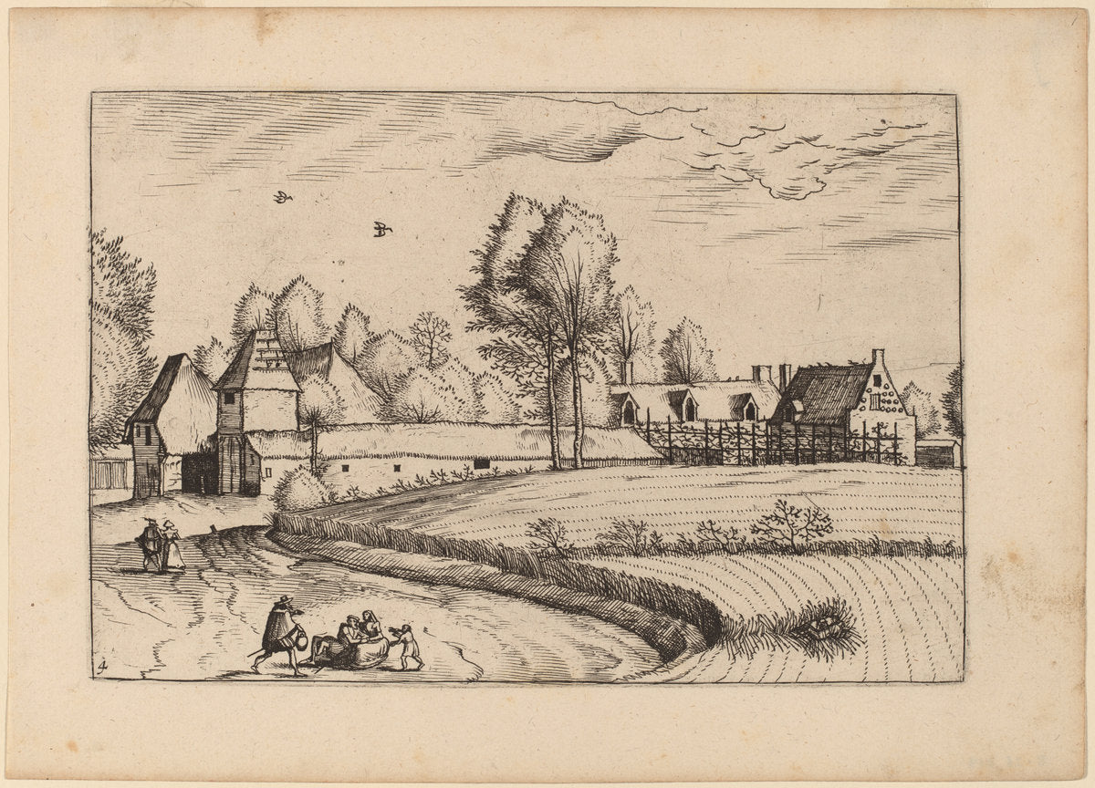 Country Houses by Johannes van Doetechum, the Elder and Lucas van Doetechum after Master of the Small Landscapes (Dutch, died 1605), 16X12"(A3)Poster Print