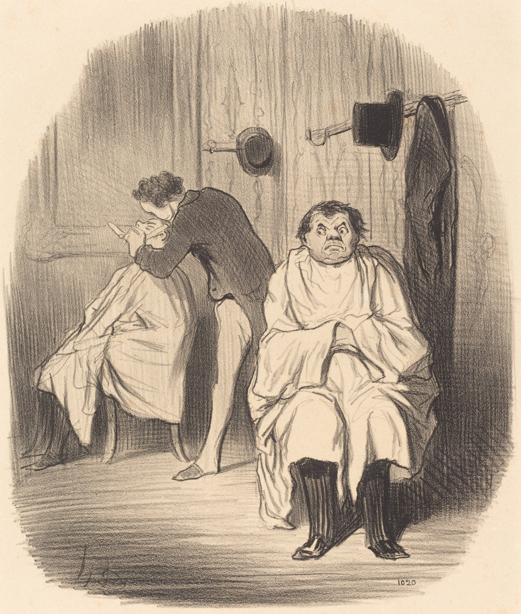 Diable!... il parait que le rasoir n'est guère bon... by Honoré Daumier (French, 1808 - 1879), 16X12"(A3)Poster Print