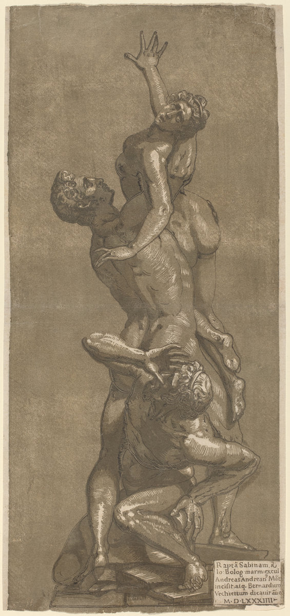 The Rape of a Sabine by Andrea Andreani after Giovanni Bologna (Italian, 1558/1559 - 1629), 16X12"(A3)Poster Print