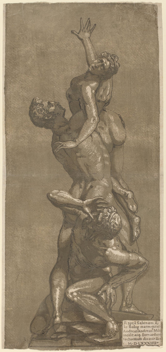 The Rape of a Sabine by Andrea Andreani after Giovanni Bologna (Italian, 1558/1559 - 1629), 16X12"(A3)Poster Print
