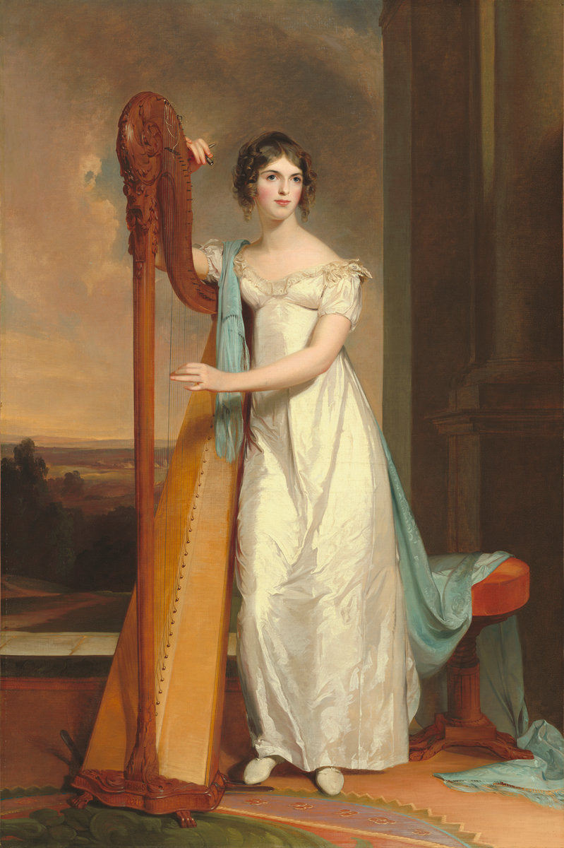 Lady with a Harp: Eliza Ridgely by Thomas Sully (American, born England, 1783 - 1872), 16X12"(A3)Poster Print