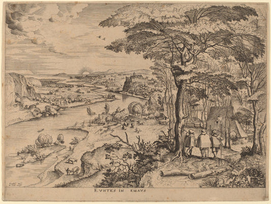 Euntes in Emaus (The Pilgrims to Emmaus) by Johannes and Lucas van Doetechum after Pieter Bruegel the Elder (Dutch, active 1554/1572; died before 1589), 16X12"(A3)Poster Print