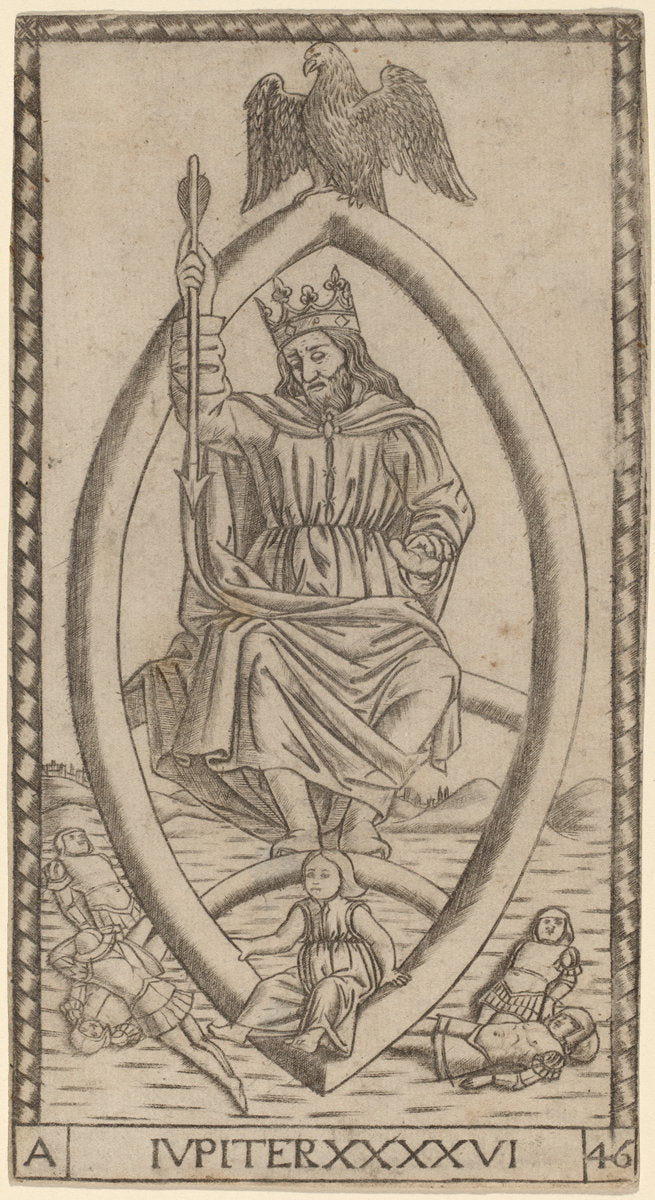 Iupiter (Jupiter) by Master of the S-Series Tarocchi (Italian, active c. 1470), 16X12"(A3)Poster Print
