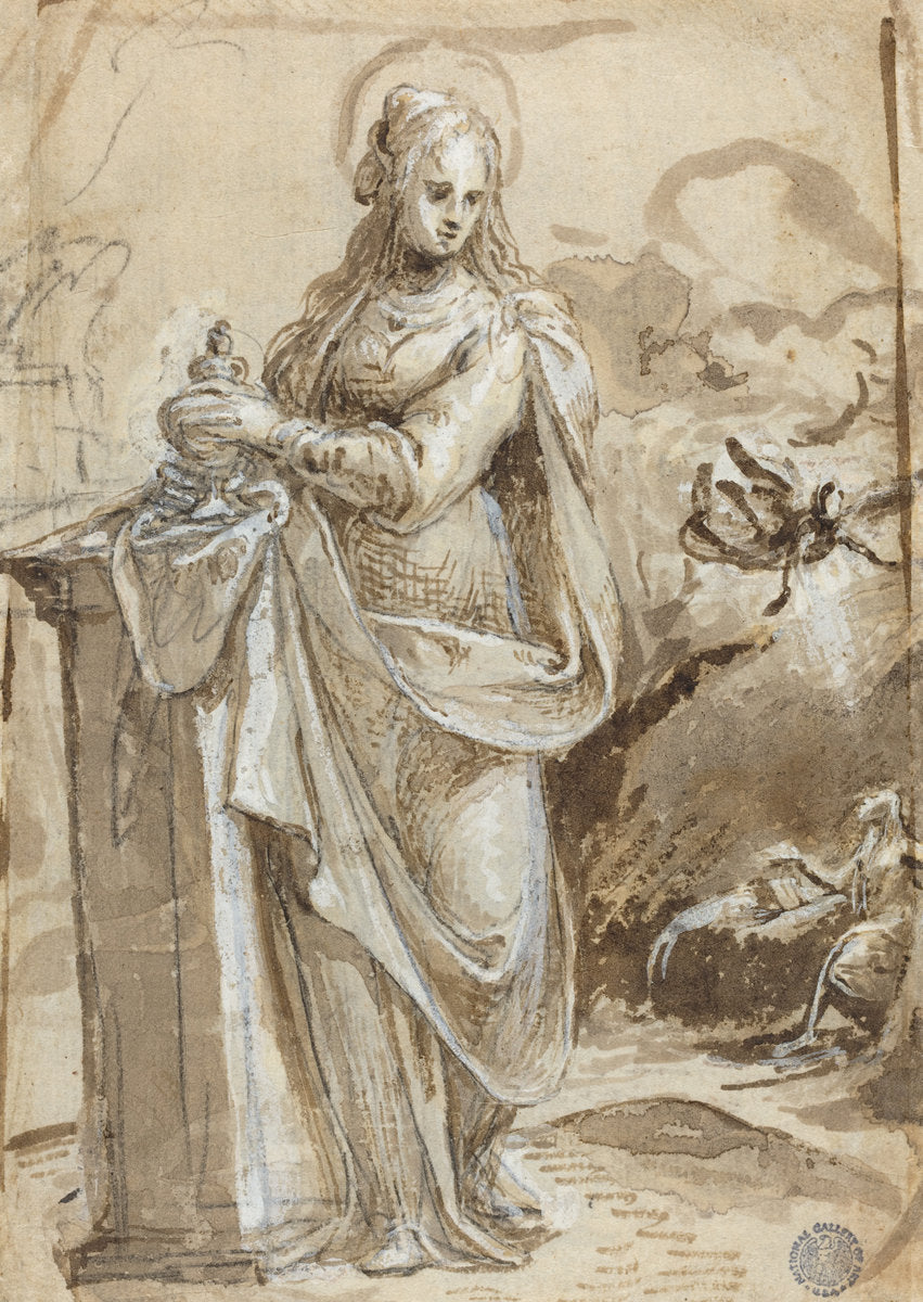 Mary Magdalene [verso] by Biagio Pupini (Bolognese, active 1511 - 1551), 16X12"(A3)Poster Print