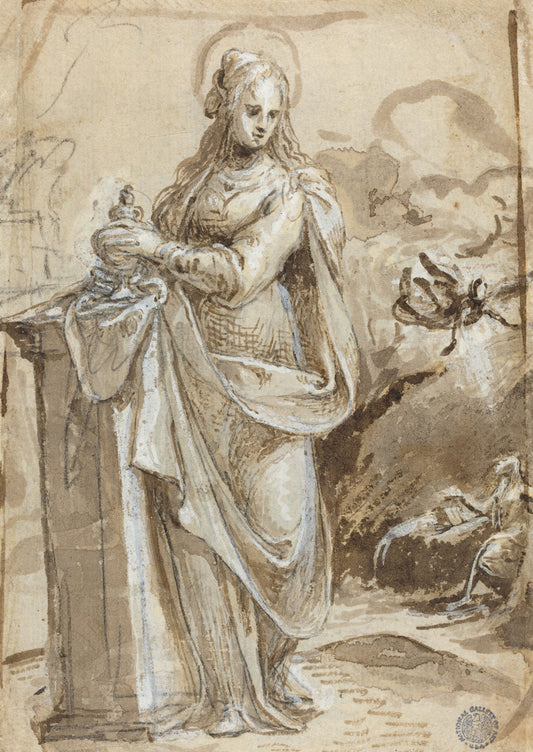 Mary Magdalene [verso] by Biagio Pupini (Bolognese, active 1511 - 1551), 16X12"(A3)Poster Print