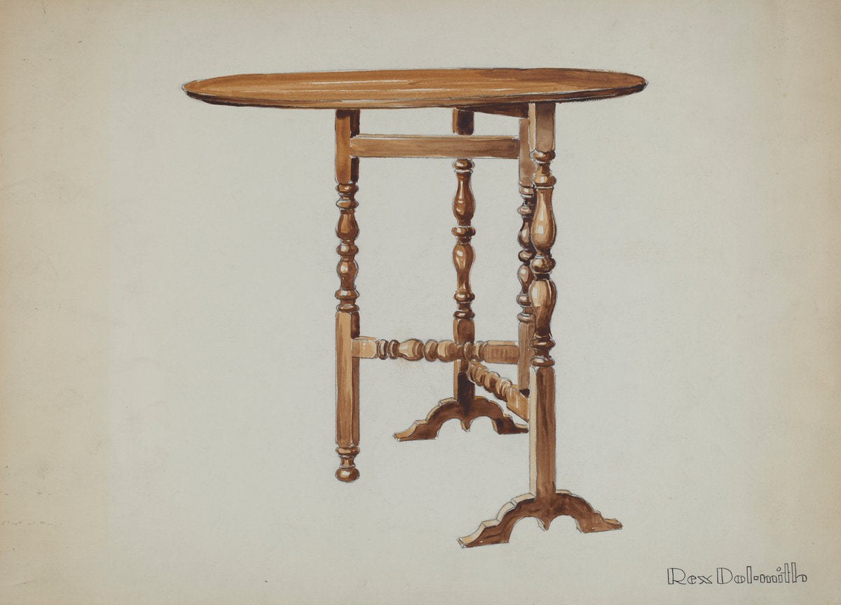 Three Legged Gate-leg Table by Rex Dolmith (American, active c. 1935), 16X12"(A3)Poster Print