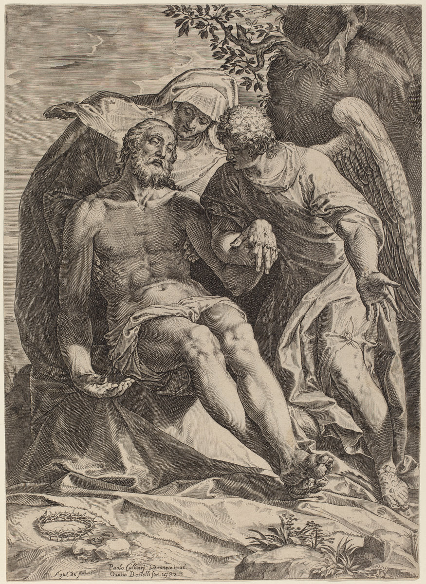 Pietà by Agostino Carracci after Veronese (Italian, 1557 - 1602), 16X12"(A3)Poster Print
