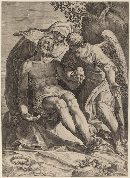 Pietà by Agostino Carracci after Veronese (Italian, 1557 - 1602), 16X12"(A3)Poster Print