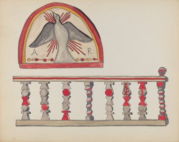 1935/1942 by American 20th Century (Plate 10: Holy Ghost (Lunette): From Portfolio "Spanish Colonial Designs of New Mexico"), 16X12"(A3)Poster Print