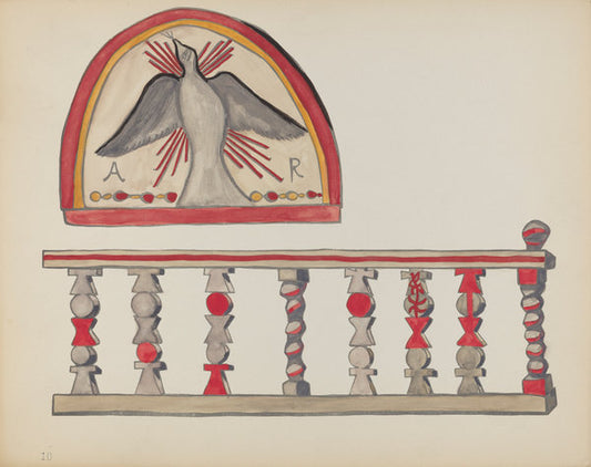 1935/1942 by American 20th Century (Plate 10: Holy Ghost (Lunette): From Portfolio "Spanish Colonial Designs of New Mexico"), 16X12"(A3)Poster Print
