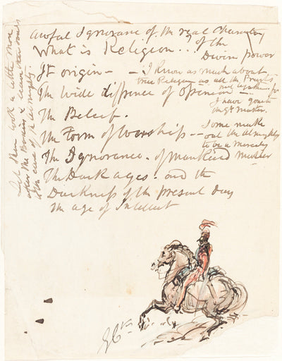 Sketch of Mounted Hussar by George Cruikshank (British, 1792 - 1878), 16X12"(A3)Poster Print