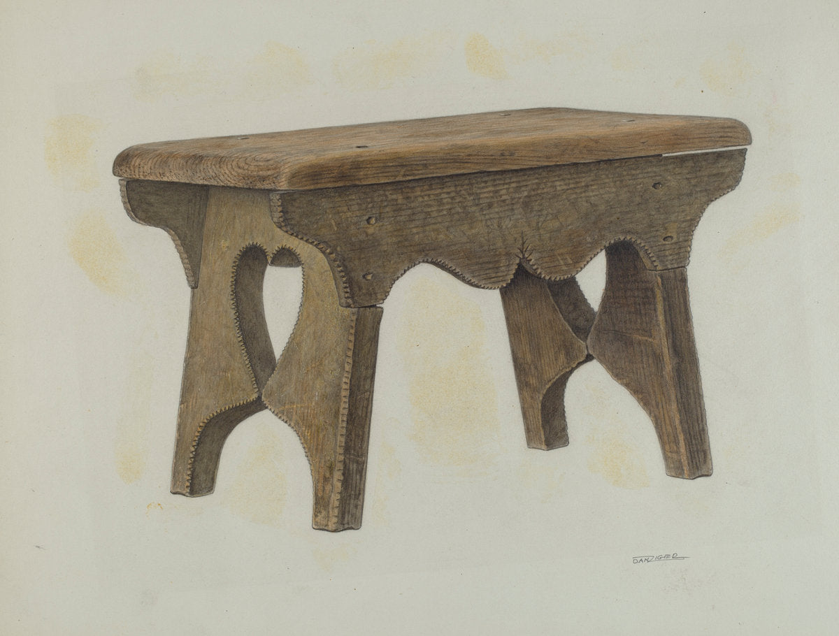 Cricket (Foot Stool) by Dan Ziger (American, active c. 1935), 16X12"(A3)Poster Print