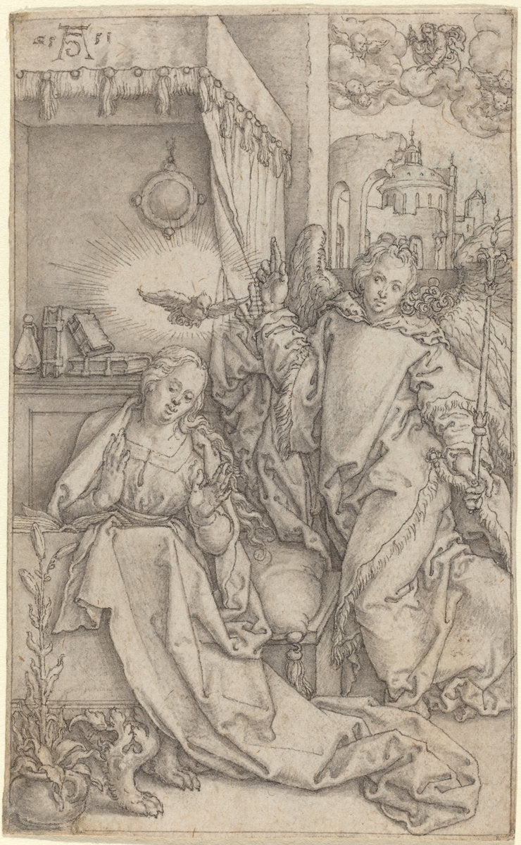 The Annunciation by Heinrich Aldegrever (German, 1502 - 1555/1561), 16X12"(A3)Poster Print