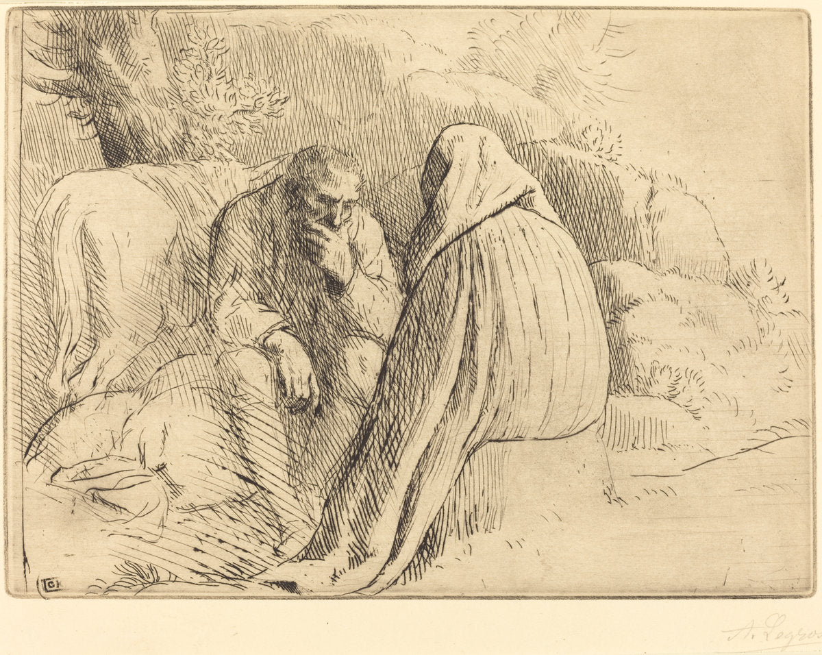 Bohemien Encampment (Campement de bohemiens) by Alphonse Legros (French, 1837 - 1911), 16X12"(A3)Poster Print