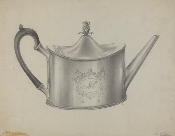 Silver Teapot by Simon Weiss (American, active c. 1935), 16X12"(A3)Poster Print