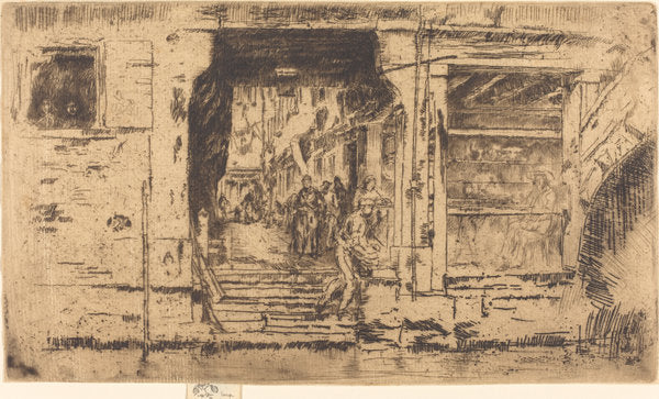Fish-Shop, Venice by James McNeill Whistler (American, 1834 - 1903), 16X12"(A3)Poster Print