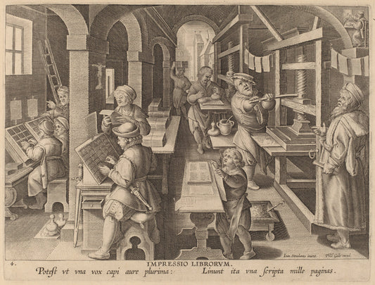 Printers at Work: pl.4 by Theodor Galle after Jan van der Straet (Flemish, c. 1571 - 1633), 16X12"(A3)Poster Print