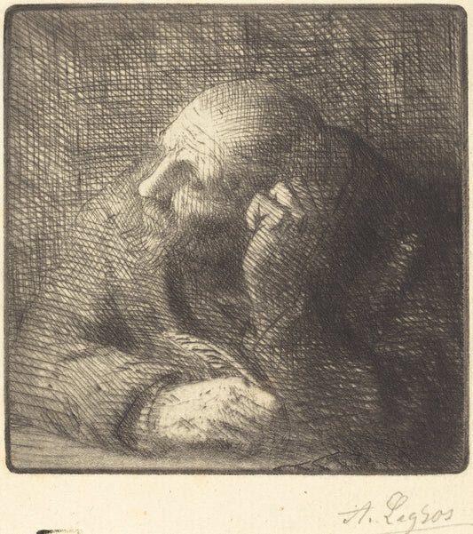 Meditation (La meditation) by Alphonse Legros (French, 1837 - 1911), 16X12"(A3)Poster Print