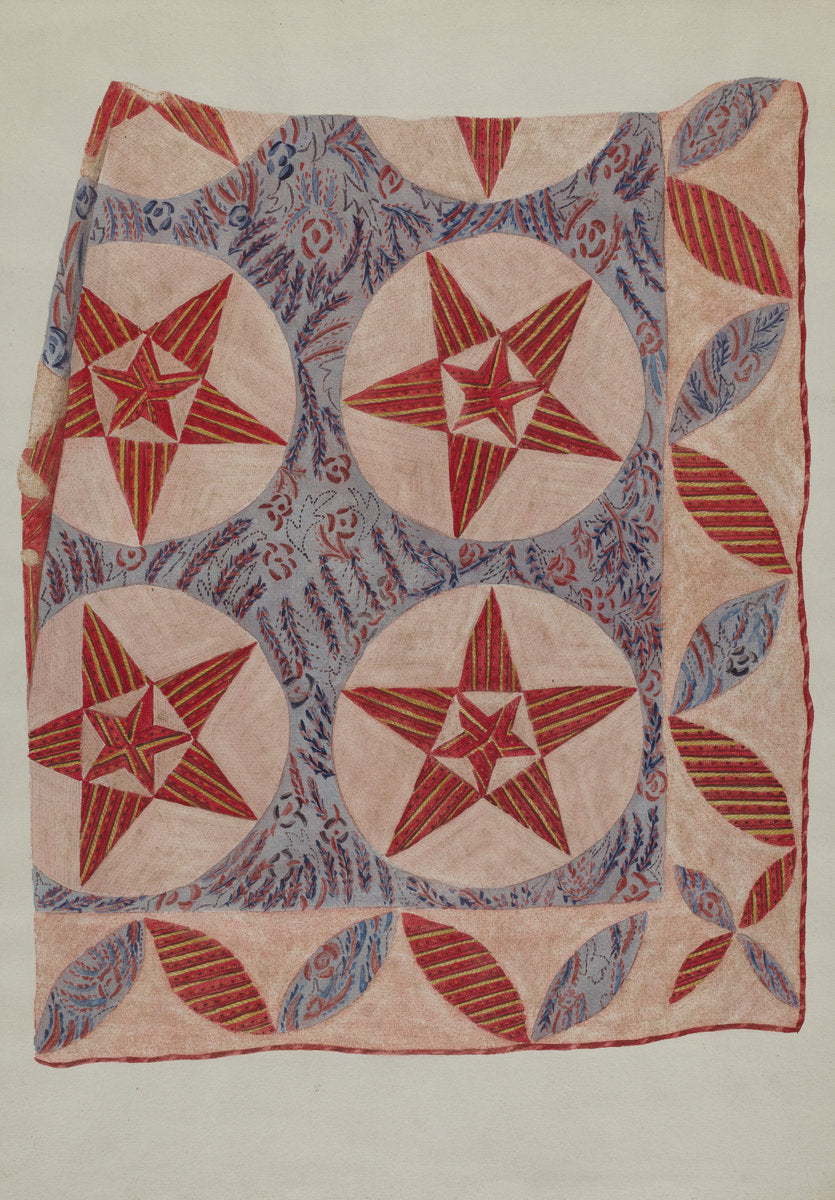 Quilt Applique by Mildred E. Bent (American, active c. 1935), 16X12"(A3)Poster Print