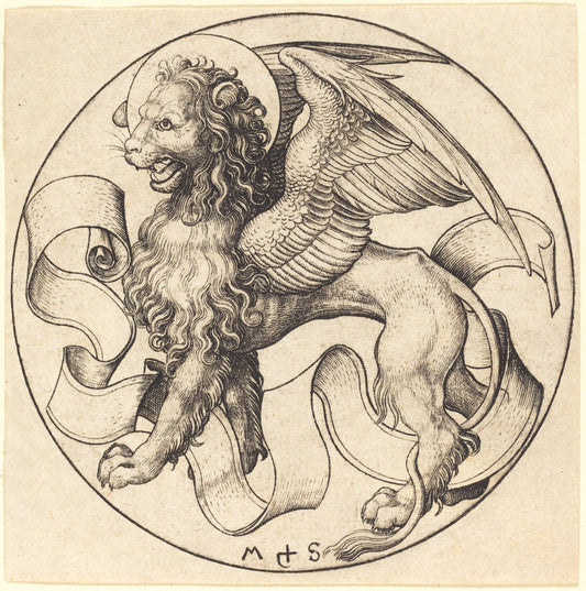 The Lion of Saint Mark by Martin Schongauer (German, c. 1450 - 1491), 16X12"(A3)Poster Print
