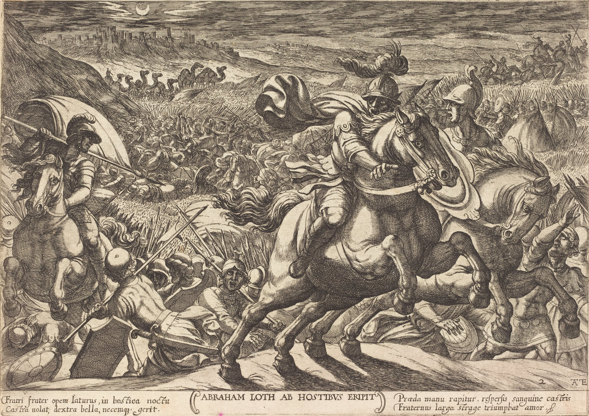 Abraham makes the enemies flee who hold his nephew by Antonio Tempesta (Florentine, 1555 - 1630), 16X12"(A3)Poster Print