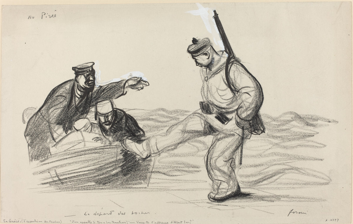 Au Piree.  -Le depart des boches. by Jean-Louis Forain (French, 1852 - 1931), 16X12"(A3)Poster Print