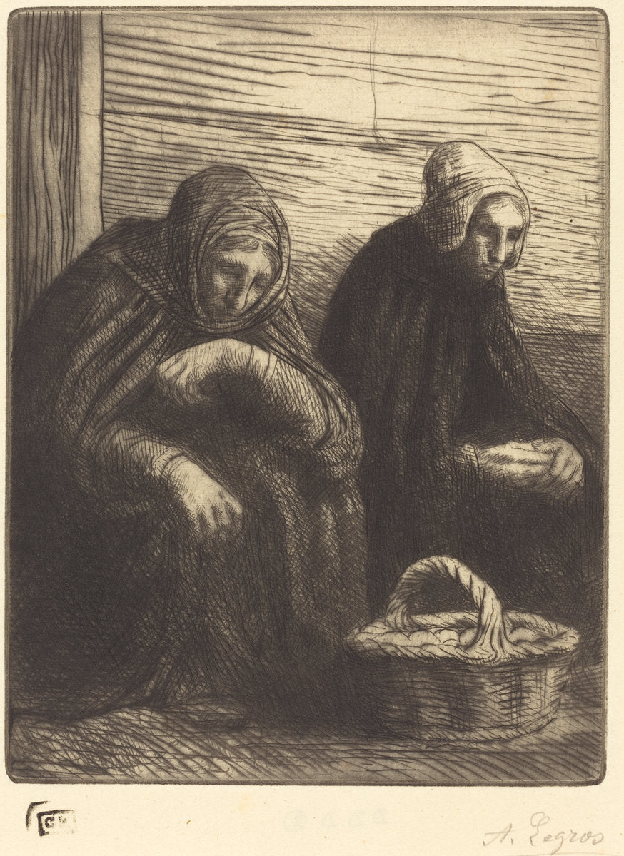 Egg-sellers, 2nd plate (Les marchandes d'oeufs) by Alphonse Legros (French, 1837 - 1911), 16X12"(A3)Poster Print