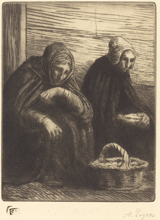 Egg-sellers, 2nd plate (Les marchandes d'oeufs) by Alphonse Legros (French, 1837 - 1911), 16X12"(A3)Poster Print