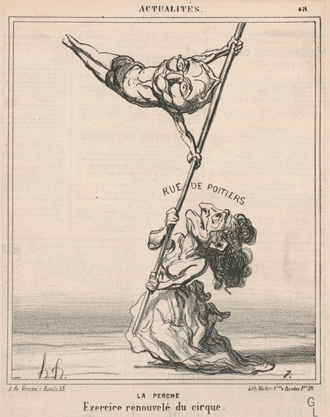 La perche by Honoré Daumier (French, 1808 - 1879), 16X12"(A3)Poster Print