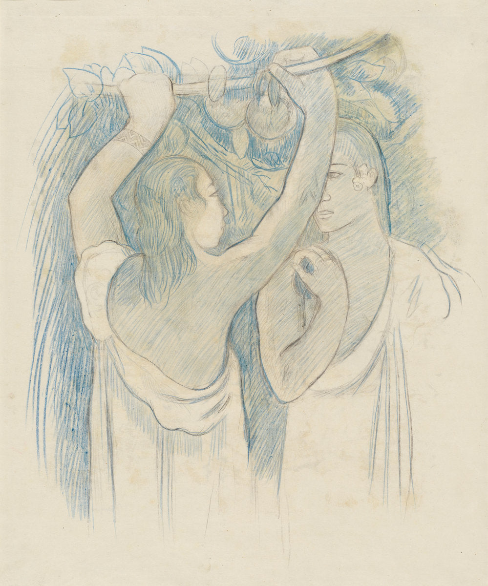 Two Tahitians Gathering Fruit [verso] by Paul Gauguin (French, 1848 - 1903), 16X12"(A3)Poster Print