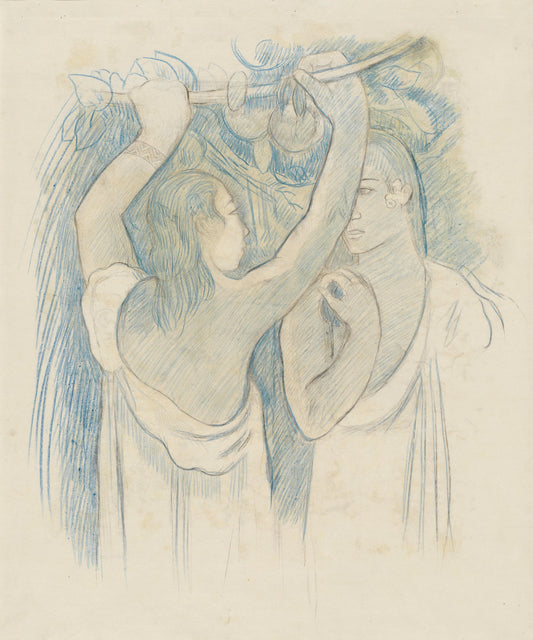 Two Tahitians Gathering Fruit [verso] by Paul Gauguin (French, 1848 - 1903), 16X12"(A3)Poster Print