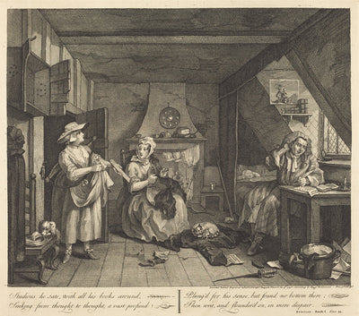 The Distressed Poet by William Hogarth (English, 1697 - 1764), 16X12"(A3)Poster Print