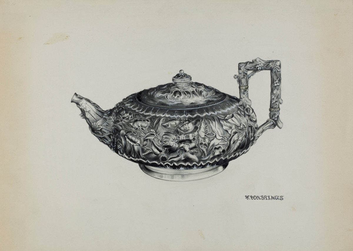 Silver Teapot by Florence Hastings (American, active c. 1935), 16X12"(A3)Poster Print