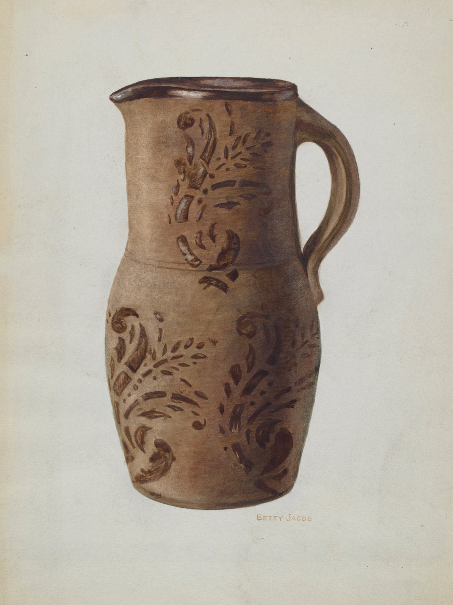 Redware Pitcher by Betty Jacob (American, active c. 1935), 16X12"(A3)Poster Print