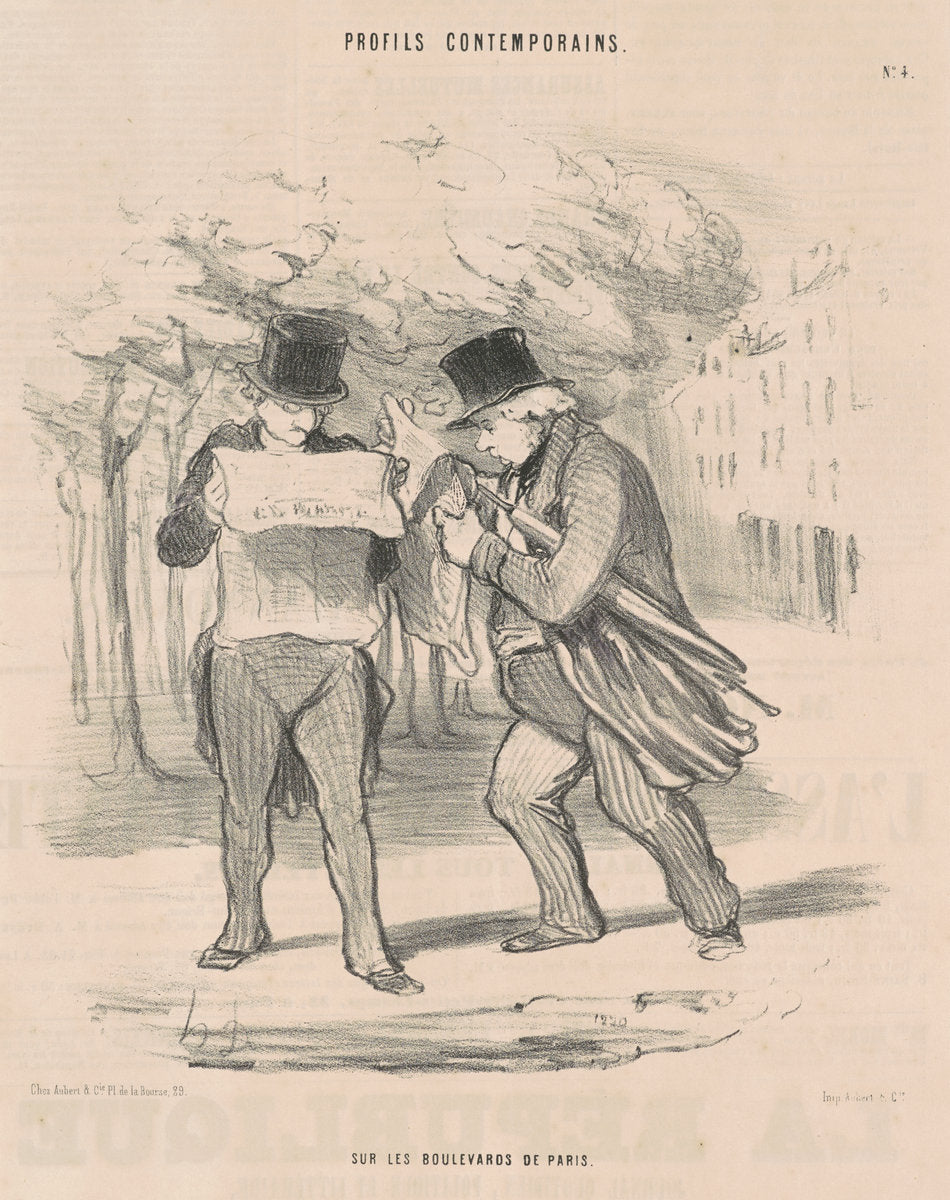 Sur les boulevards de Paris by Honoré Daumier (French, 1808 - 1879), 16X12"(A3)Poster Print