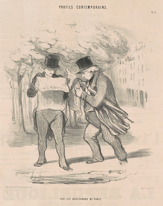 Sur les boulevards de Paris by Honoré Daumier (French, 1808 - 1879), 16X12"(A3)Poster Print