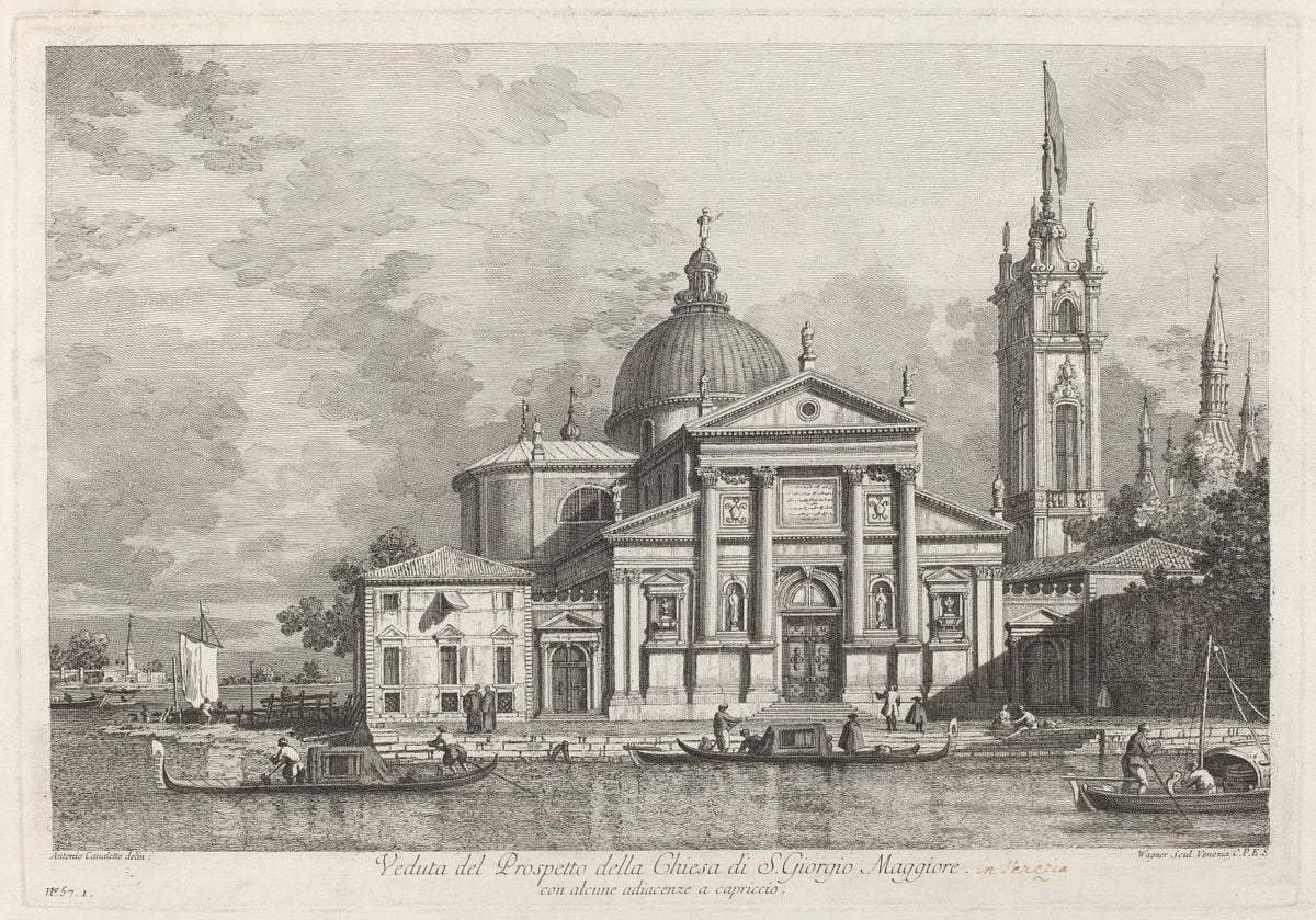 Veduta del Prospetto della Chiesa di S. Giorgio Maggiore by Joseph Wagner after Canaletto (German, 1706 - 1780), 16X12"(A3)Poster Print