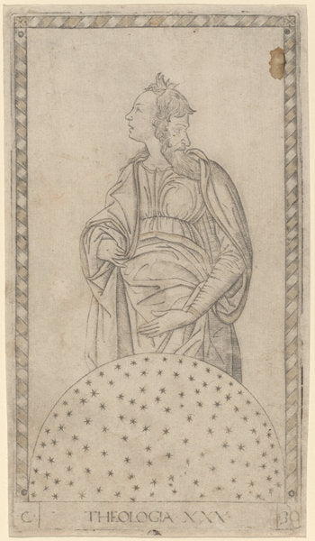 Theologia (Theology) by Master of the E-Series Tarocchi (Italian, active c. 1465), 16X12"(A3)Poster Print