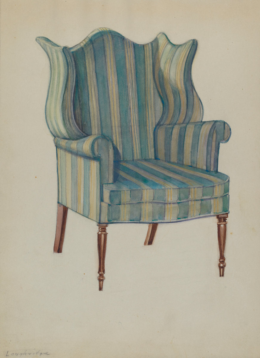 Chair, Wing, Turned Front Legs by George Loughridge (American, active c. 1935), 16X12"(A3)Poster Print