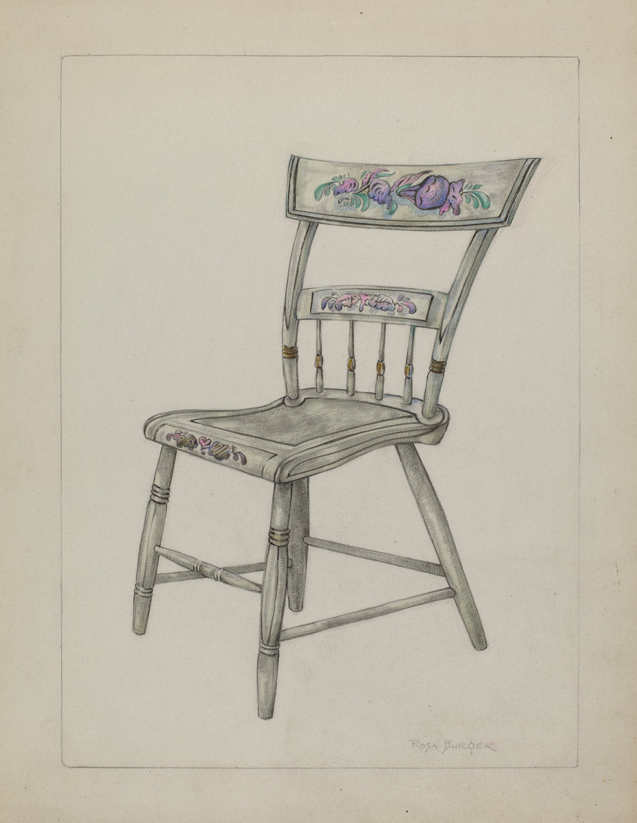 Pa. German Chair by Rosa Burger (American, active c. 1935), 16X12"(A3)Poster Print